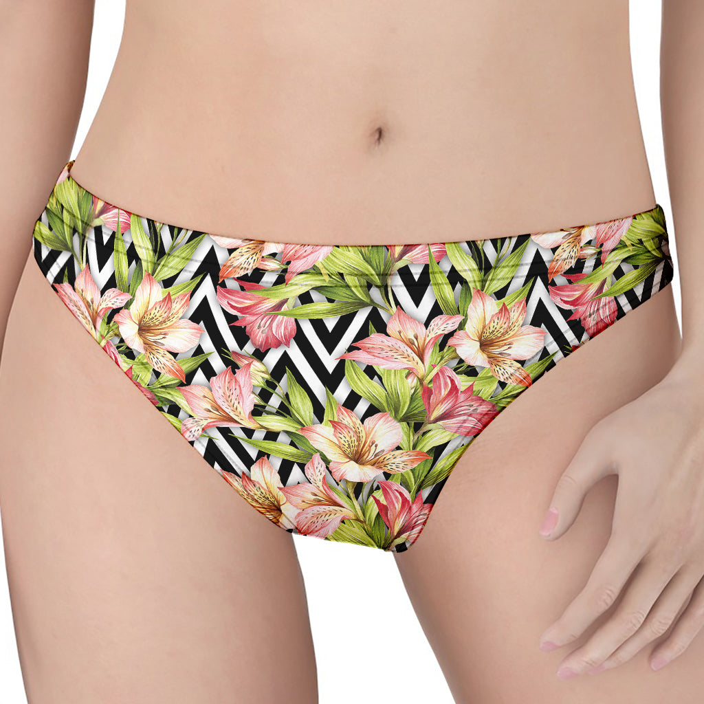 Pastel Alstroemeria Zigzag Pattern Print Women's Thong