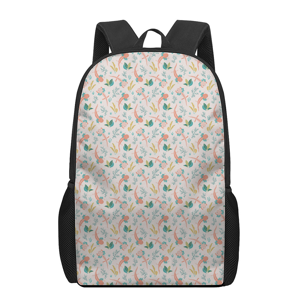 Pastel Axolotl Pattern Print 17 Inch Backpack