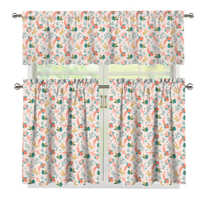 Pastel Axolotl Pattern Print 3 Piece Kitchen Curtains