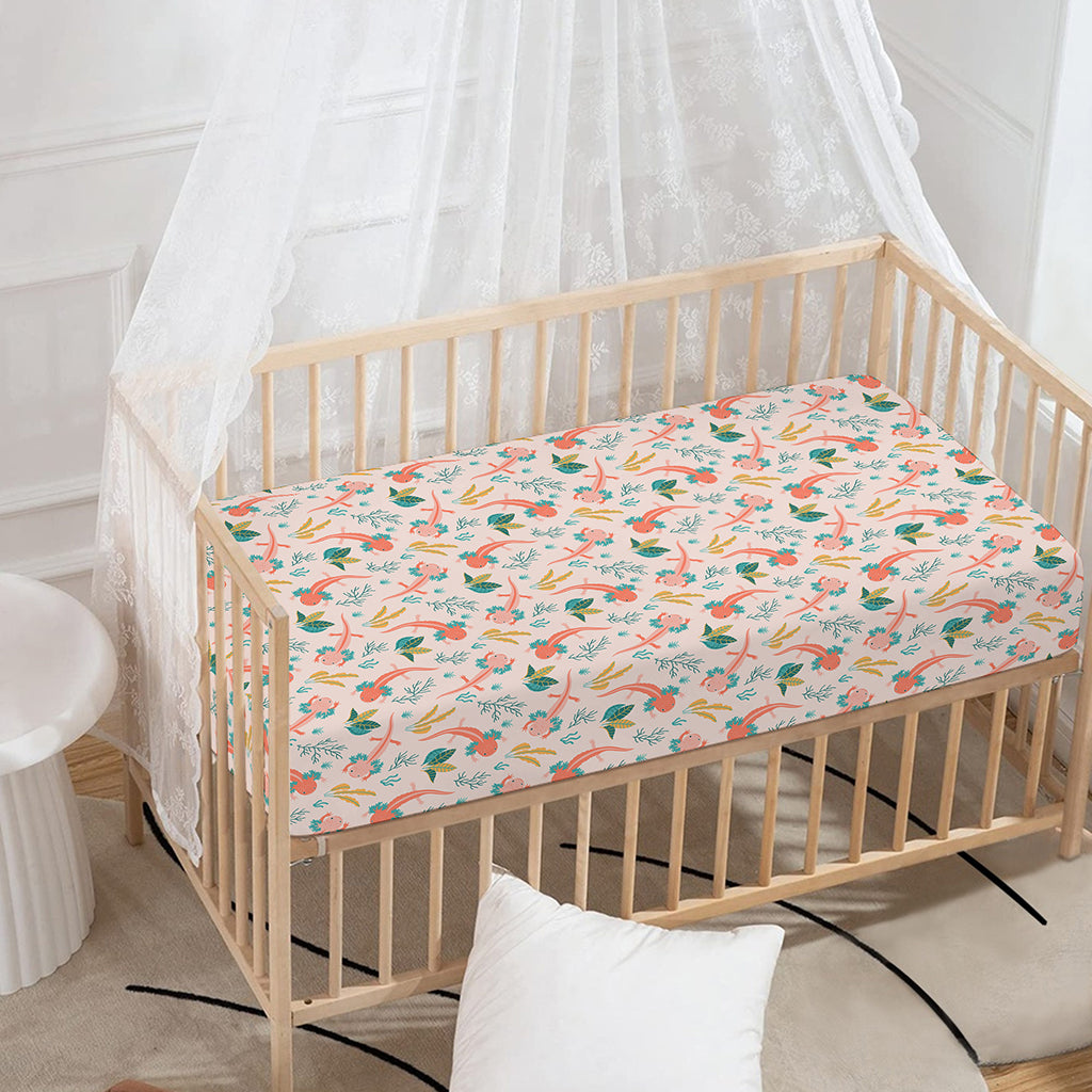 Pastel Axolotl Pattern Print Baby Crib Sheet