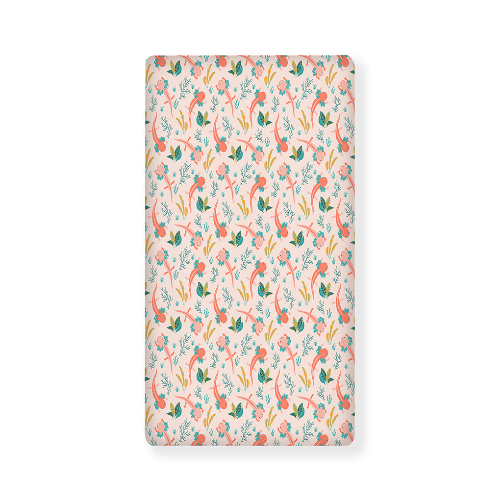 Pastel Axolotl Pattern Print Baby Crib Sheet