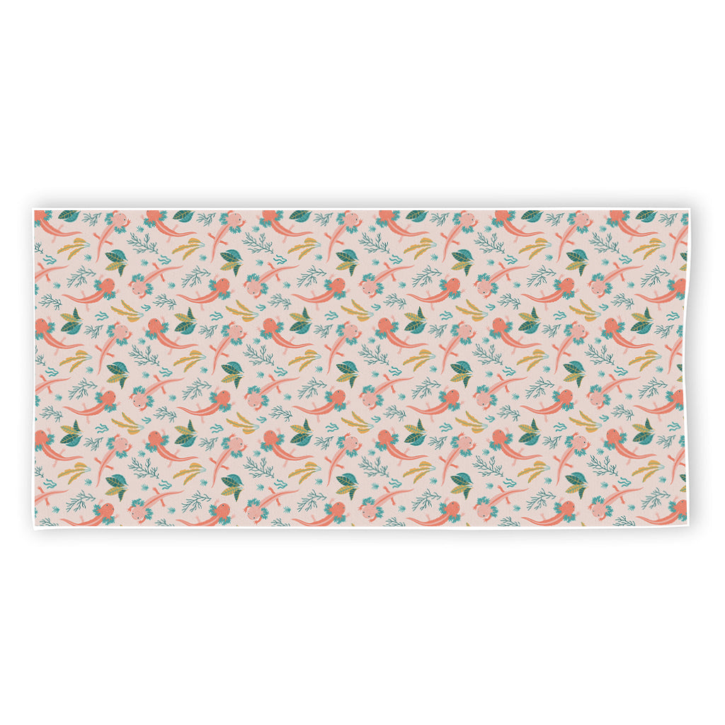 Pastel Axolotl Pattern Print Beach Towel