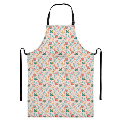 Pastel Axolotl Pattern Print Bib Apron With Pocket