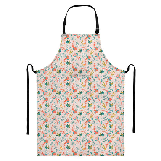 Pastel Axolotl Pattern Print Bib Apron With Pocket