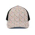 Pastel Axolotl Pattern Print Black Mesh Trucker Hat