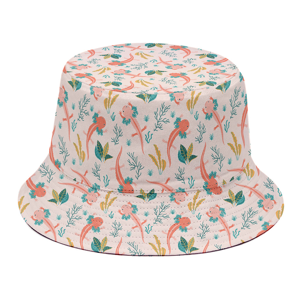 Pastel Axolotl Pattern Print Bucket Hat