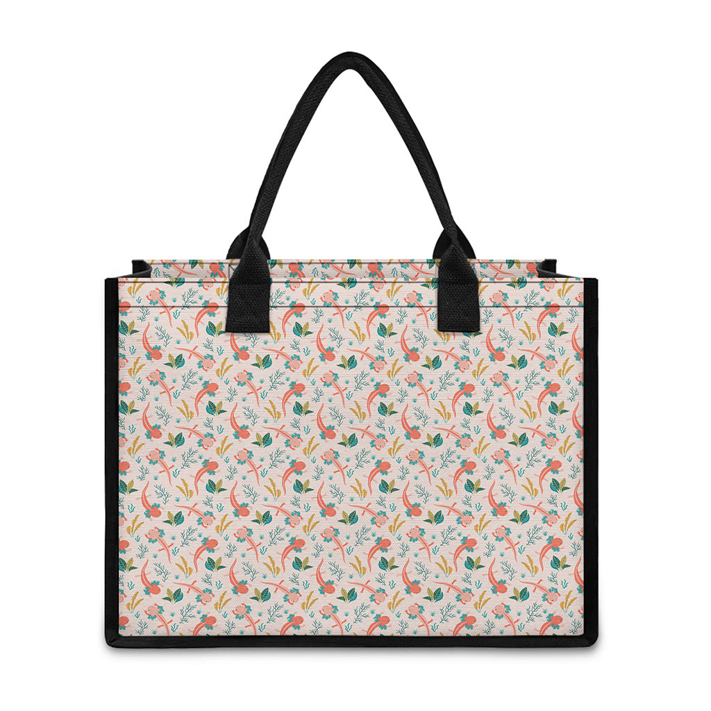 Pastel Axolotl Pattern Print Canvas Tote Bag