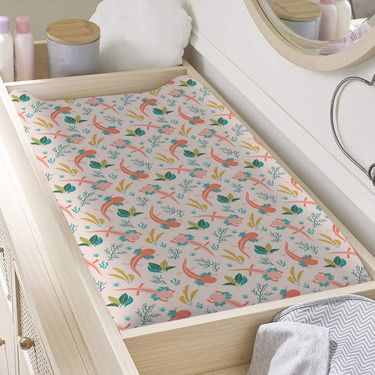 Pastel Axolotl Pattern Print Changing Pad Cover