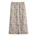 Pastel Axolotl Pattern Print Cotton Front Slit Maxi Skirt