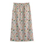 Pastel Axolotl Pattern Print Cotton Front Slit Maxi Skirt