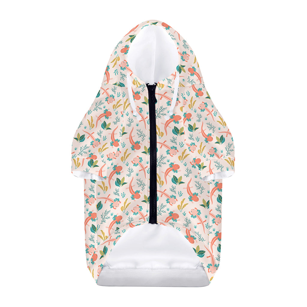 Pastel Axolotl Pattern Print Dog Zip Up Hoodie