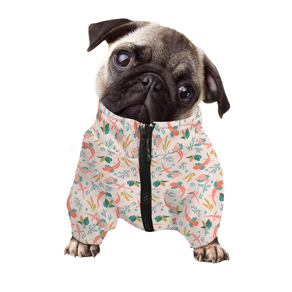 Pastel Axolotl Pattern Print Dog Zip Up Jacket