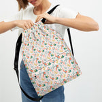 Pastel Axolotl Pattern Print Drawstring Backpack
