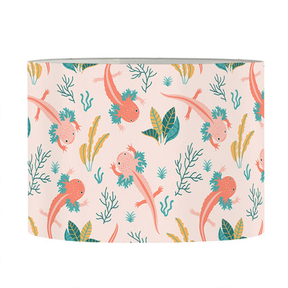 Pastel Axolotl Pattern Print Drum Lamp Shade
