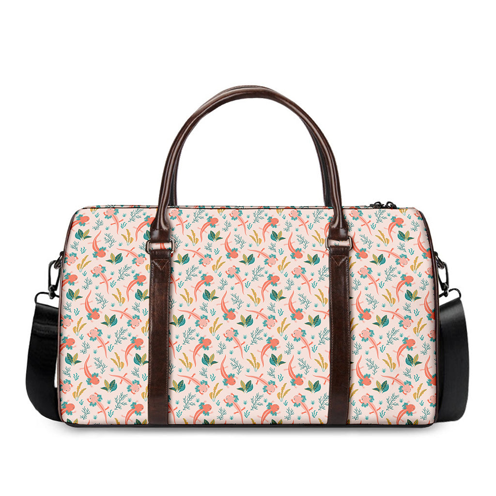 Pastel Axolotl Pattern Print Duffle Bag