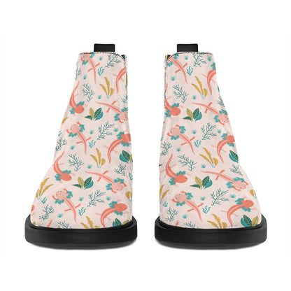 Pastel Axolotl Pattern Print Flat Ankle Boots