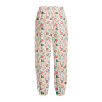 Pastel Axolotl Pattern Print Fleece Lined Knit Pants