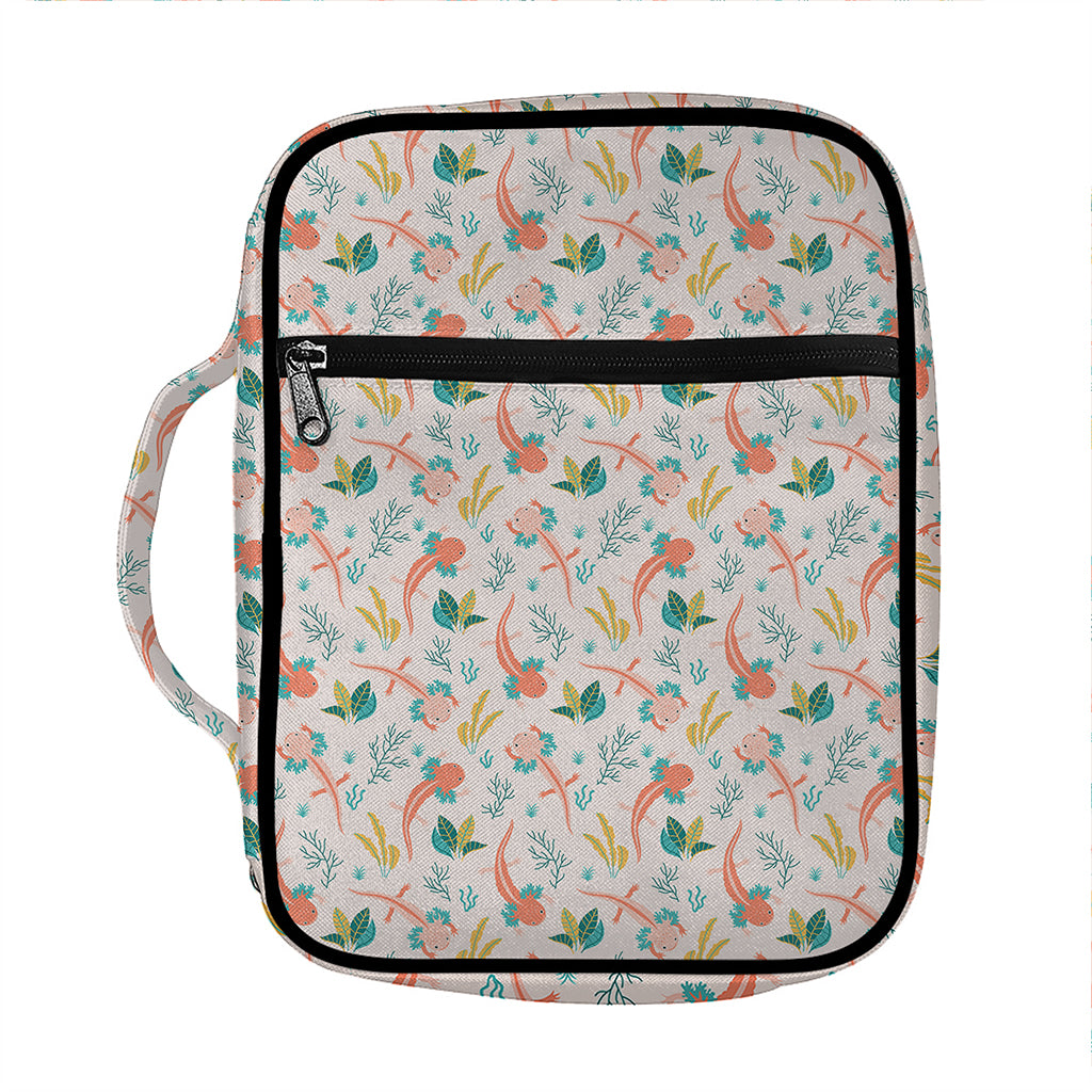 Pastel Axolotl Pattern Print Front Pocket Bible Bag