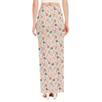 Pastel Axolotl Pattern Print High Slit Maxi Skirt