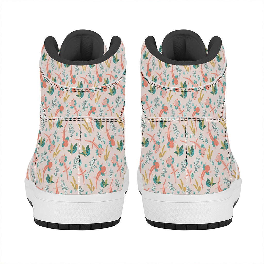 Pastel Axolotl Pattern Print High Top Leather Sneakers