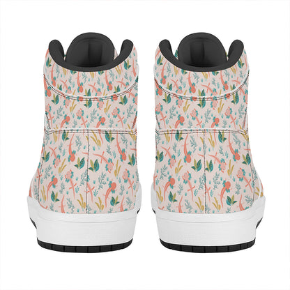 Pastel Axolotl Pattern Print High Top Leather Sneakers