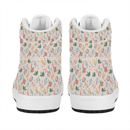 Pastel Axolotl Pattern Print High Top Leather Sneakers