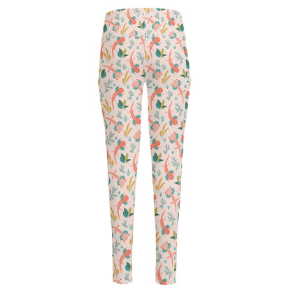 Pastel Axolotl Pattern Print High-Waisted Pocket Leggings