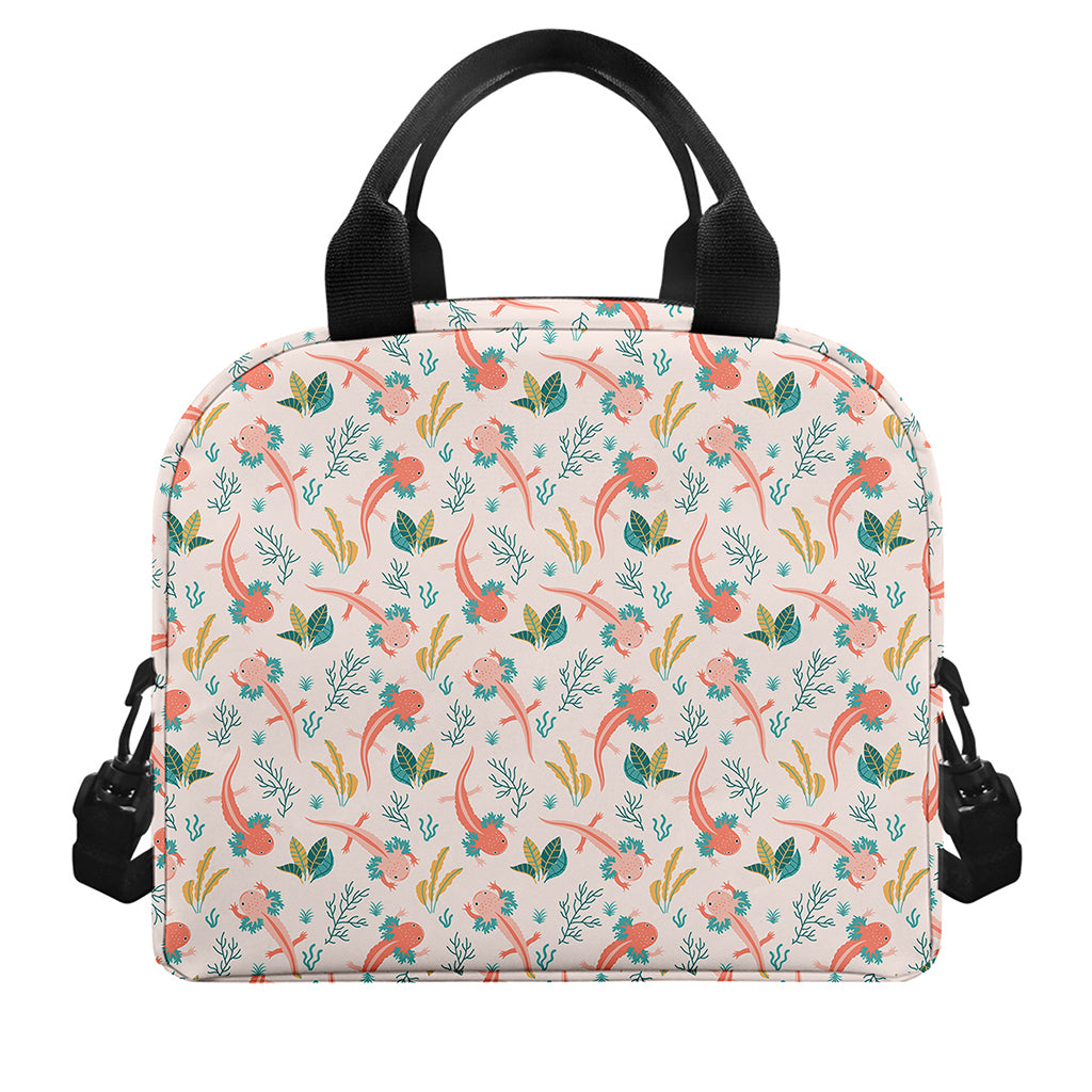 Pastel Axolotl Pattern Print Insulated Lunch Bag