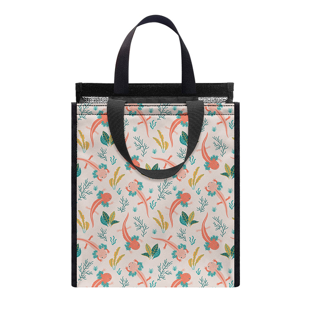 Pastel Axolotl Pattern Print Insulated Lunch Tote