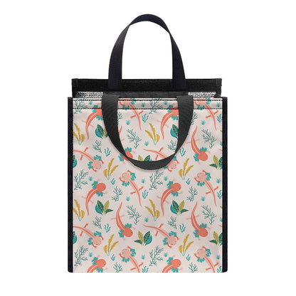 Pastel Axolotl Pattern Print Insulated Lunch Tote