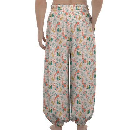 Pastel Axolotl Pattern Print Lantern Pants