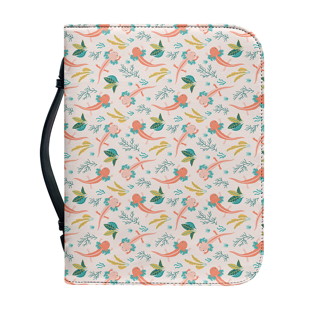 Pastel Axolotl Pattern Print Leather Bible Cover