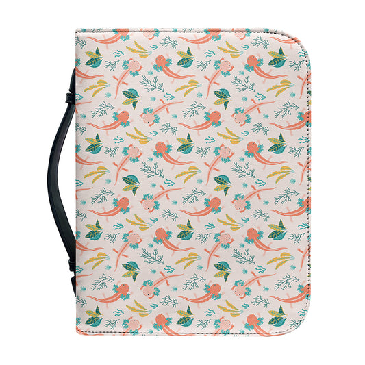 Pastel Axolotl Pattern Print Leather Bible Cover