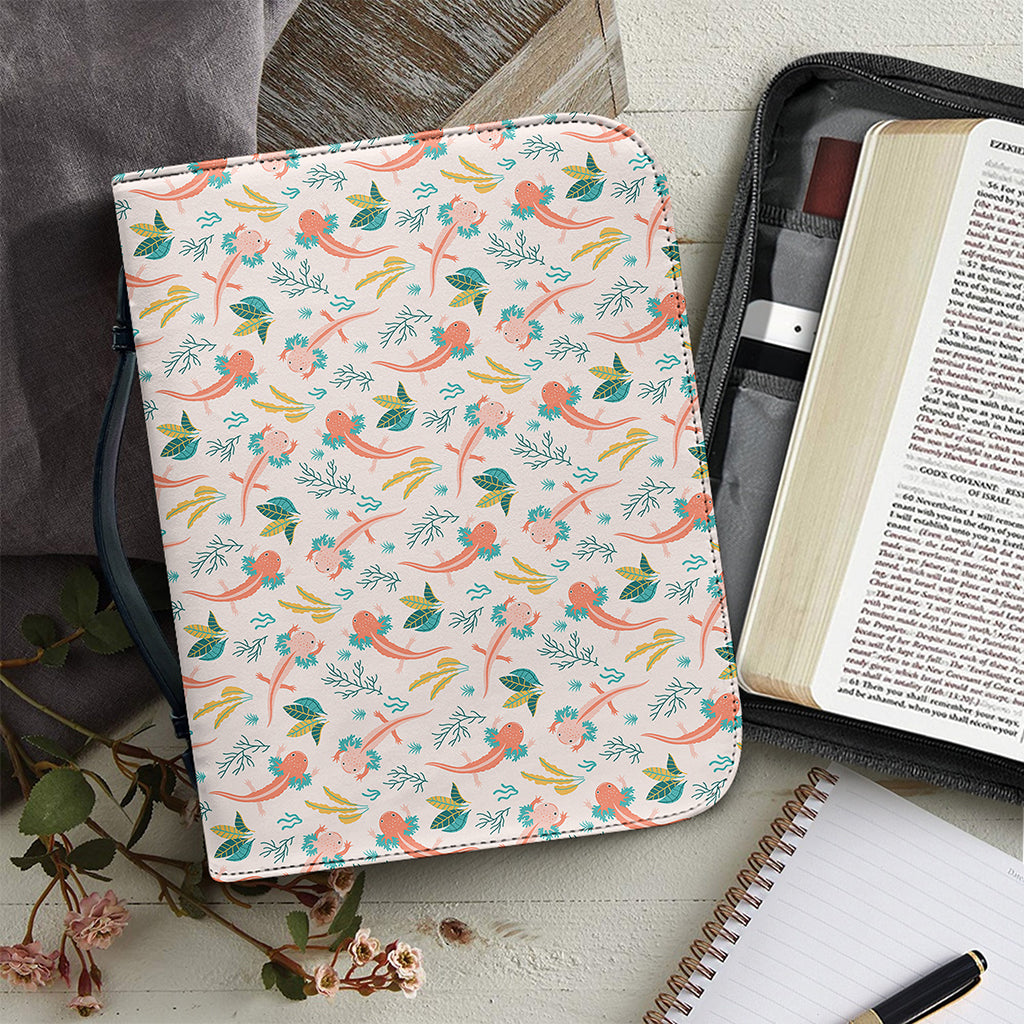 Pastel Axolotl Pattern Print Leather Bible Cover