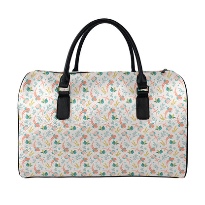 Pastel Axolotl Pattern Print Leather Duffle Bag