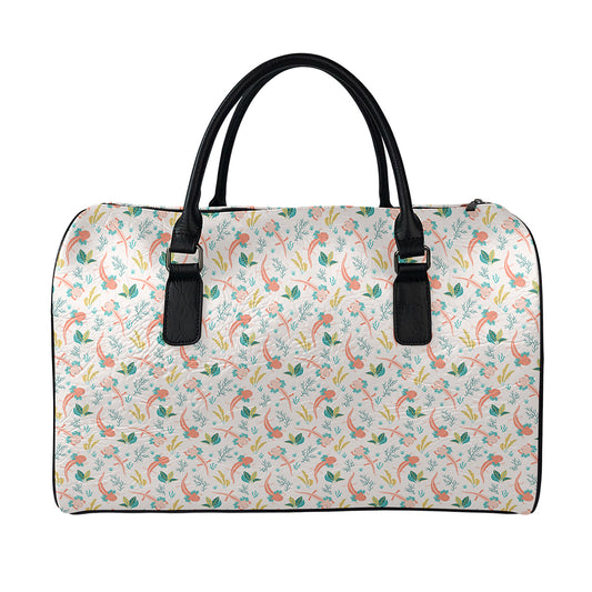 Pastel Axolotl Pattern Print Leather Duffle Bag