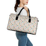 Pastel Axolotl Pattern Print Leather Duffle Bag