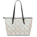 Pastel Axolotl Pattern Print Leather Tote Bag With Zipper