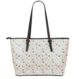 Pastel Axolotl Pattern Print Leather Tote Bag