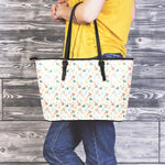 Pastel Axolotl Pattern Print Leather Tote Bag