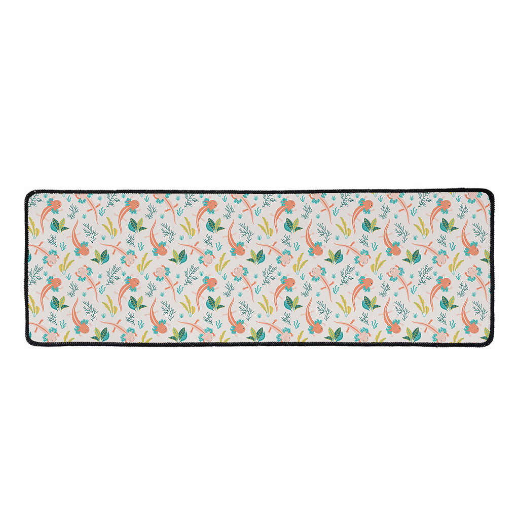 Pastel Axolotl Pattern Print Long Kitchen Mat