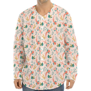 Pastel Axolotl Pattern Print Long Sleeve Baseball Jersey