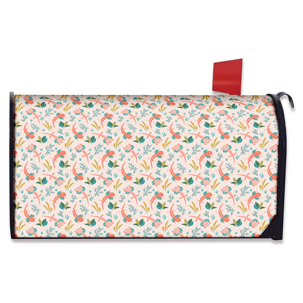 Pastel Axolotl Pattern Print Mailbox Cover