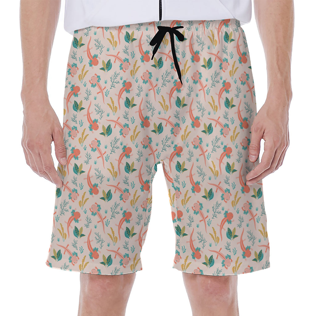 Pastel Axolotl Pattern Print Men's Beach Shorts