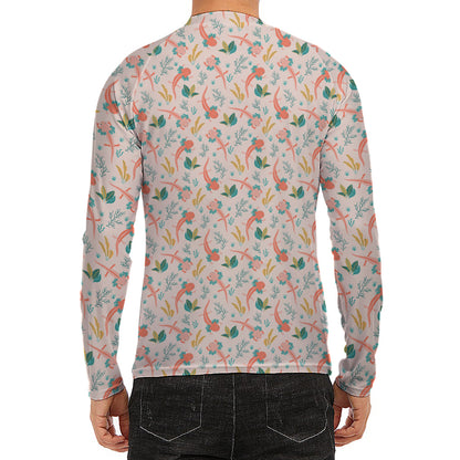 Pastel Axolotl Pattern Print Men's Long Sleeve Rash Guard