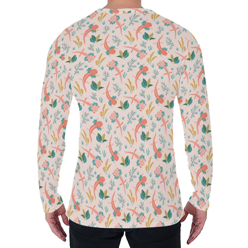 Pastel Axolotl Pattern Print Men's Long Sleeve T-Shirt