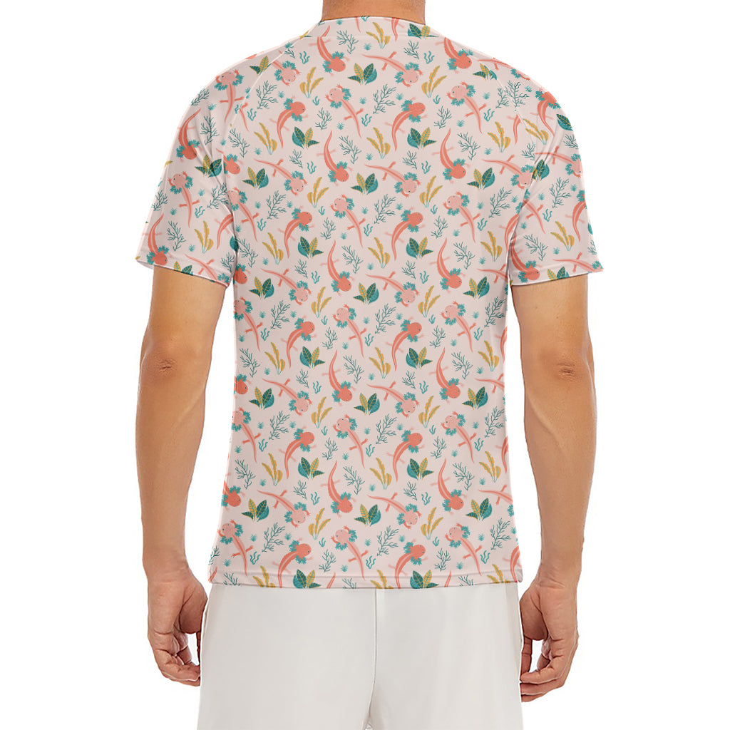 Pastel Axolotl Pattern Print Men's Short Sleeve Rash Guard