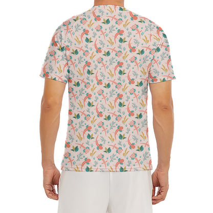 Pastel Axolotl Pattern Print Men's Short Sleeve Rash Guard