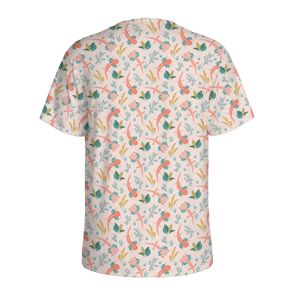 Pastel Axolotl Pattern Print Men's Sports T-Shirt