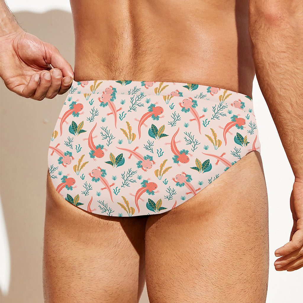 Pastel Axolotl Pattern Print Men's Swim Briefs